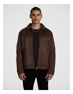Sutherland Faux Suede Jacket in Chocolate