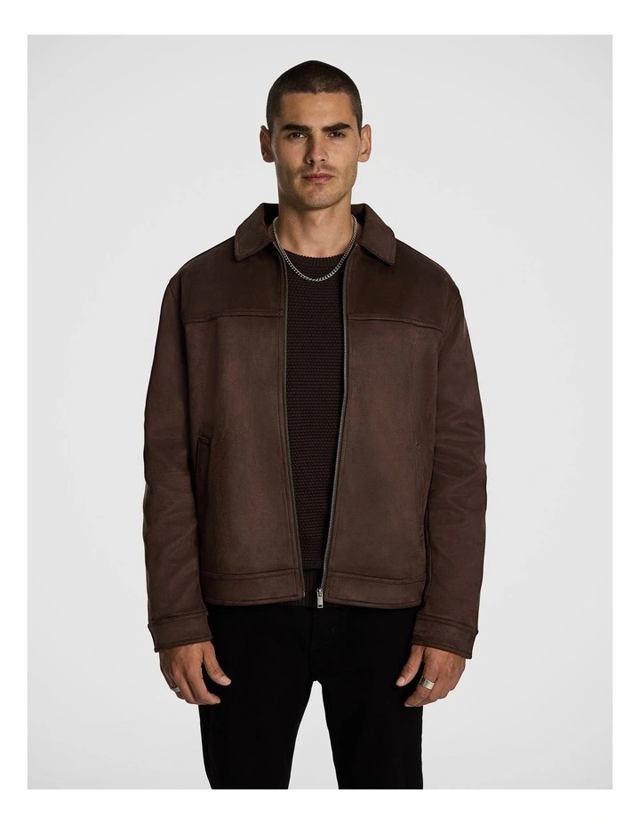 Sutherland Faux Suede Jacket in Chocolate image 1