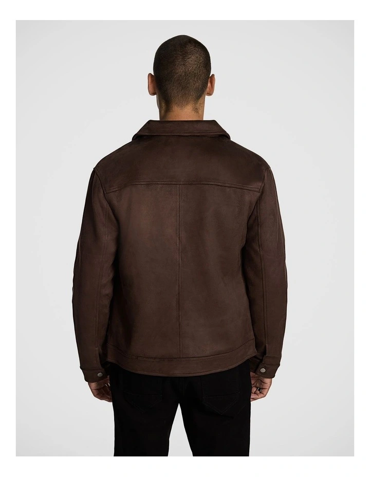 Sutherland Faux Suede Jacket in Chocolate image 3