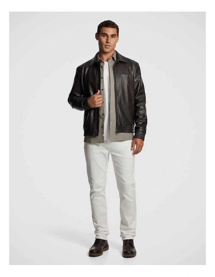 Scotty Faux Leather Jacket in Chocolate image 2