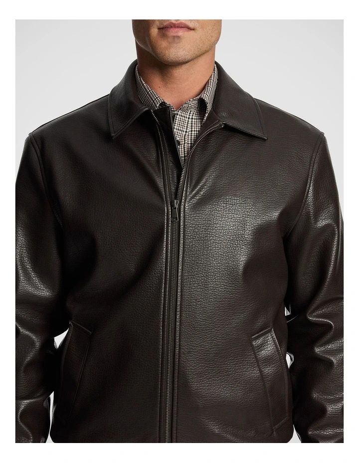 Scotty Faux Leather Jacket in Chocolate image 5