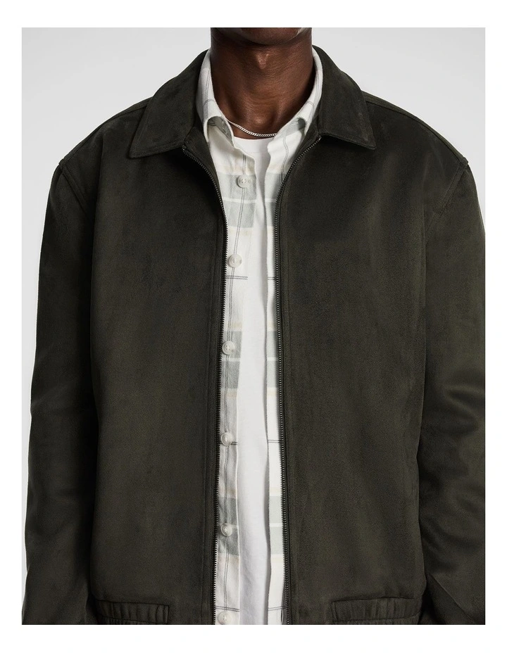 Stratton Faux Suede Jacket in Khaki image 5