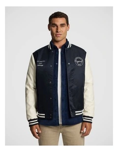 Cornel Varsity Jacket in Navy