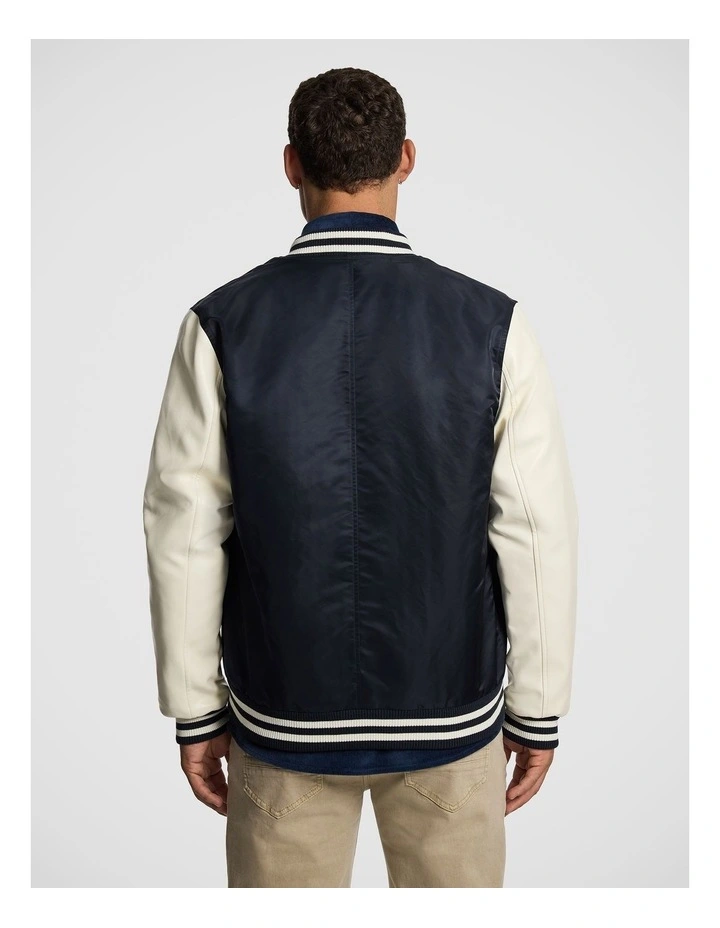 Cornel Varsity Jacket in Navy image 3