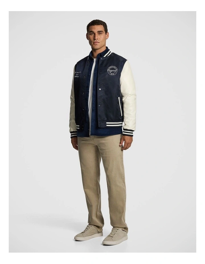 Cornel Varsity Jacket in Navy image 4