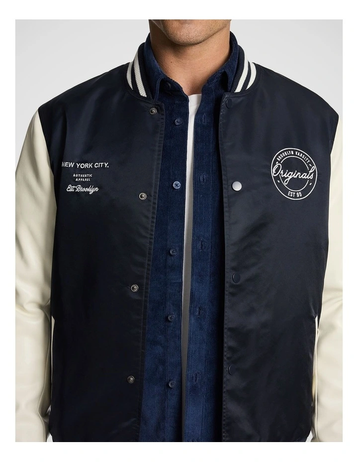 Cornel Varsity Jacket in Navy image 5