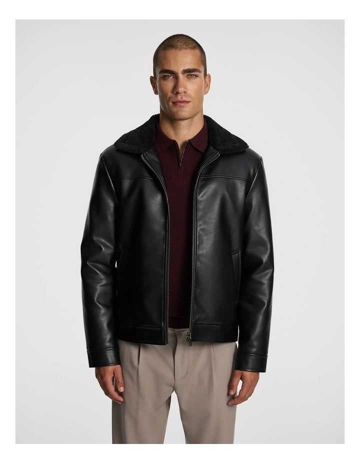 Ewan Sherpa Jacket in Black image 1