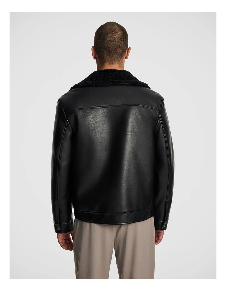Ewan Sherpa Jacket in Black image 3