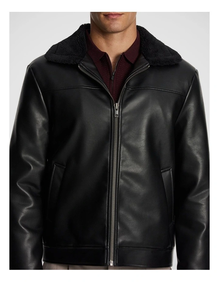 Ewan Sherpa Jacket in Black image 5