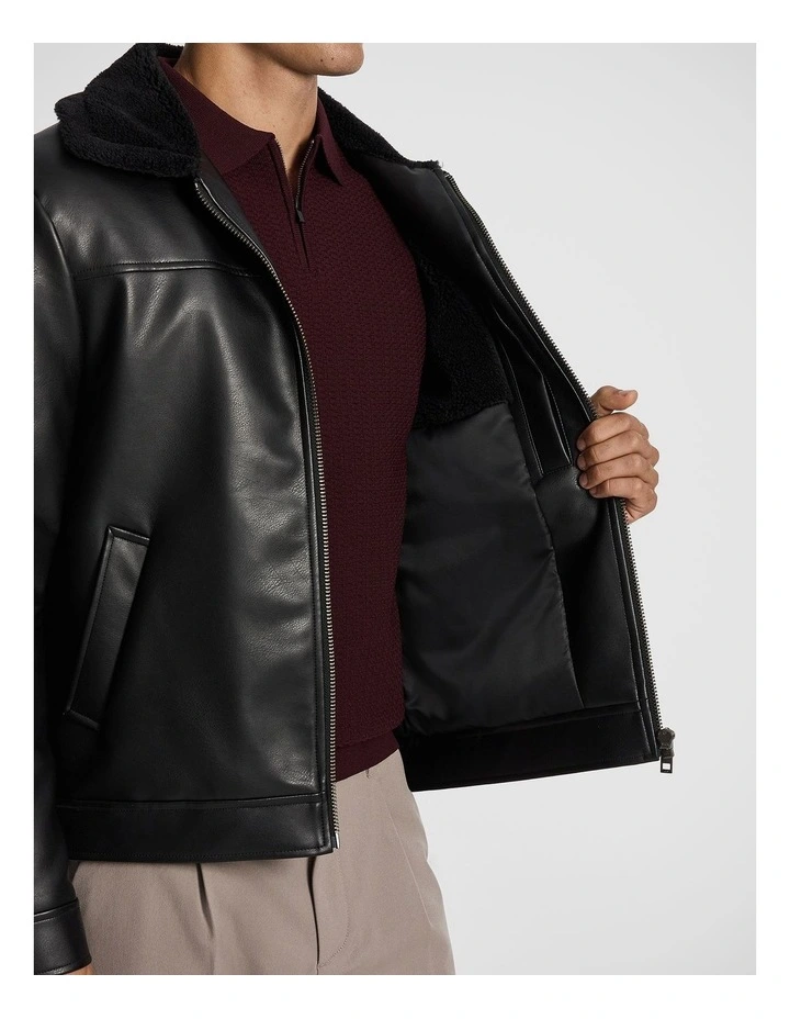 Ewan Sherpa Jacket in Black image 6