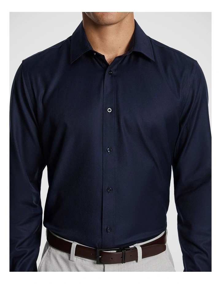 Maximum Two Ply Cotton Premium Slim Dress Shirt in Navy image 3