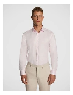 Clubman Pure Cotton Twill Slim Fit Dress Shirt in Pink