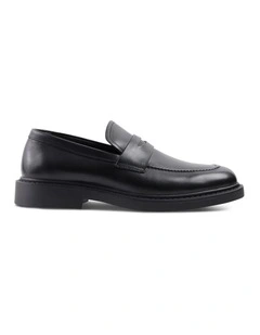 Nolan Penny Leather Loafer in Black