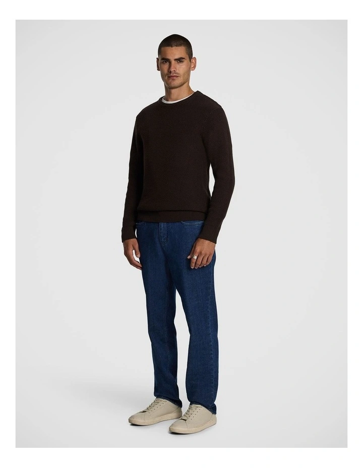 Jayce Crew Neck Knit Jumper in Chocolate image 4