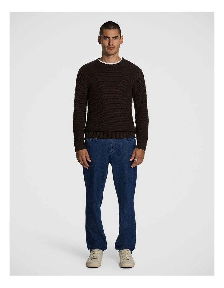 Jayce Crew Neck Knit Jumper in Chocolate image 5