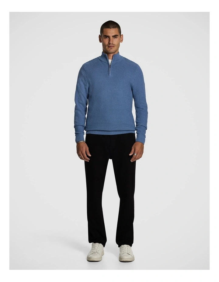 Martin 1/4 Zip Knit Jumper in Blue image 5