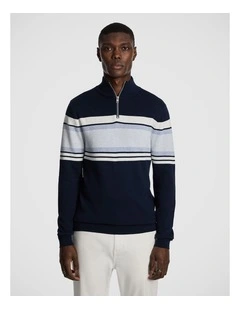 Brosnon 1/4 Zip Knit Jumper in Navy