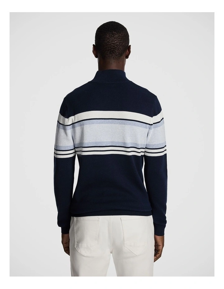 Brosnon 1/4 Zip Knit Jumper in Navy image 2