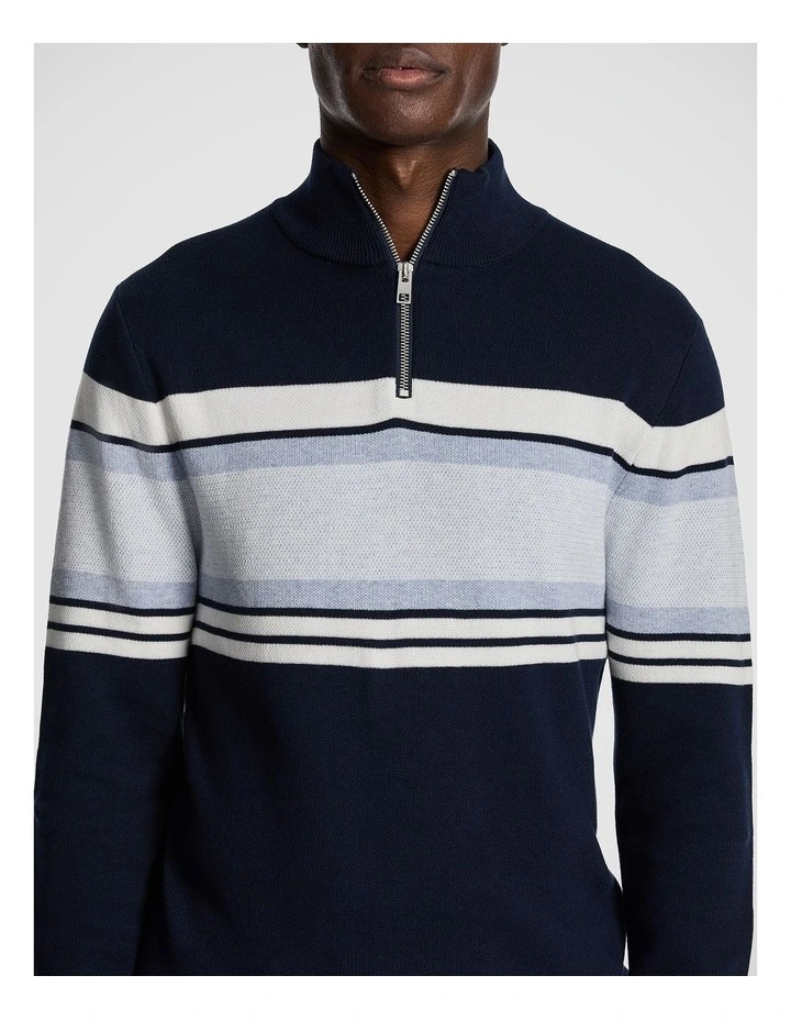 Brosnon 1/4 Zip Knit Jumper in Navy image 3