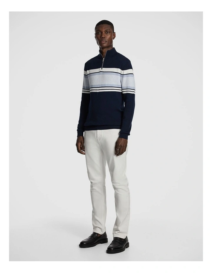 Brosnon 1/4 Zip Knit Jumper in Navy image 4