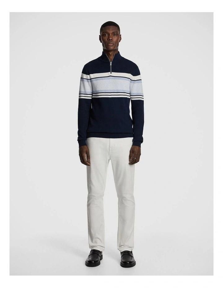 Brosnon 1/4 Zip Knit Jumper in Navy image 5