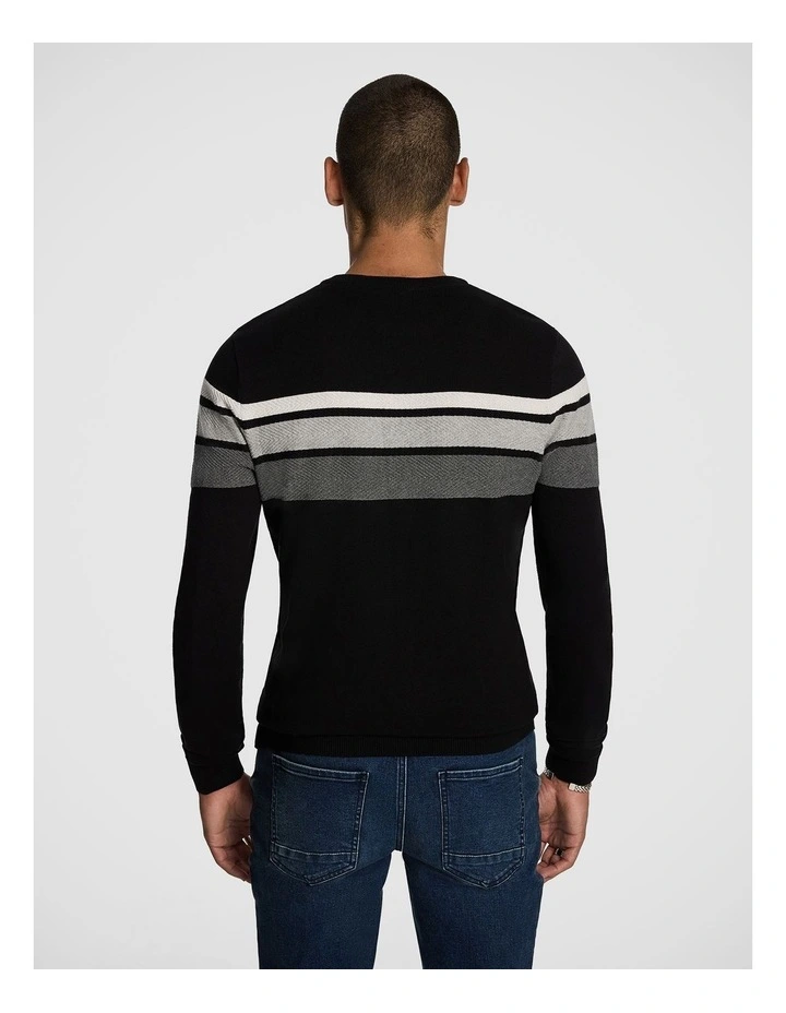 Lucas Splice Crew Neck Knit Sweater in Black image 2