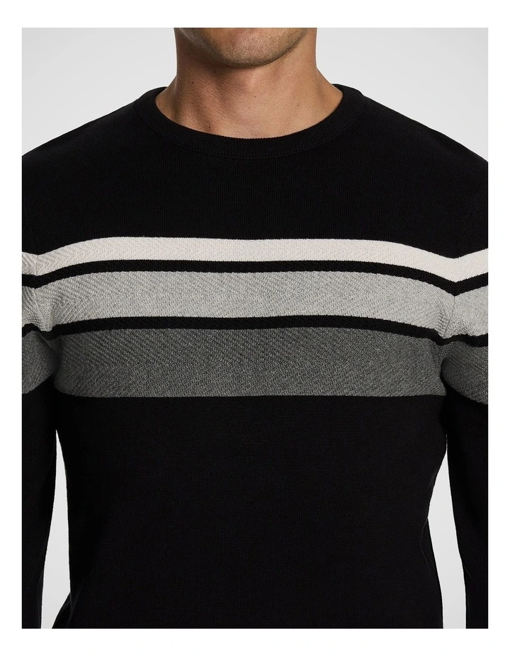 Lucas Splice Crew Neck Knit Sweater in Black image 3