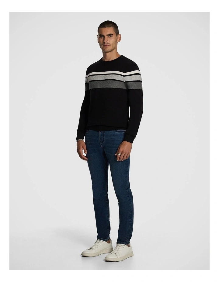 Lucas Splice Crew Neck Knit Sweater in Black image 4