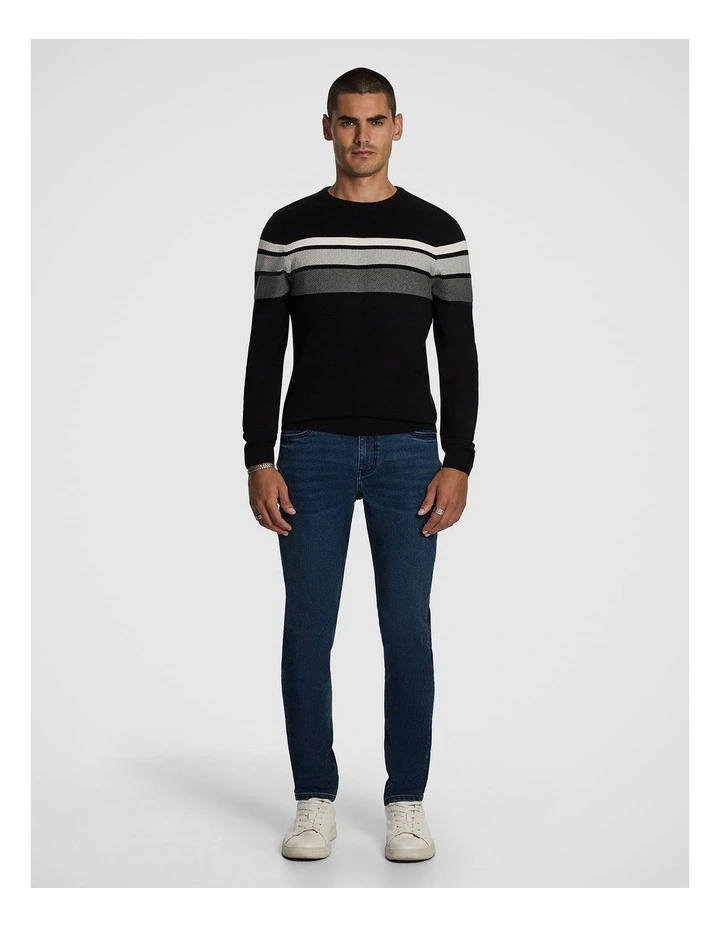 Lucas Splice Crew Neck Knit Sweater in Black image 5