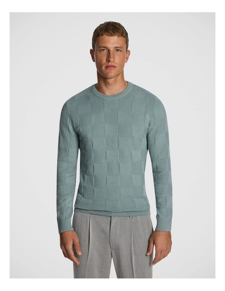 Hamilton Crew Neck Knit Jumper in Light Teal image 1