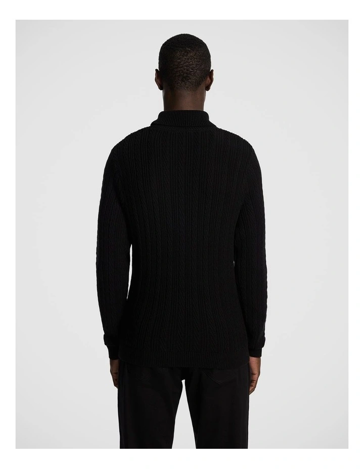 Jimmy Roll Neck Knit Jumper in Black image 2