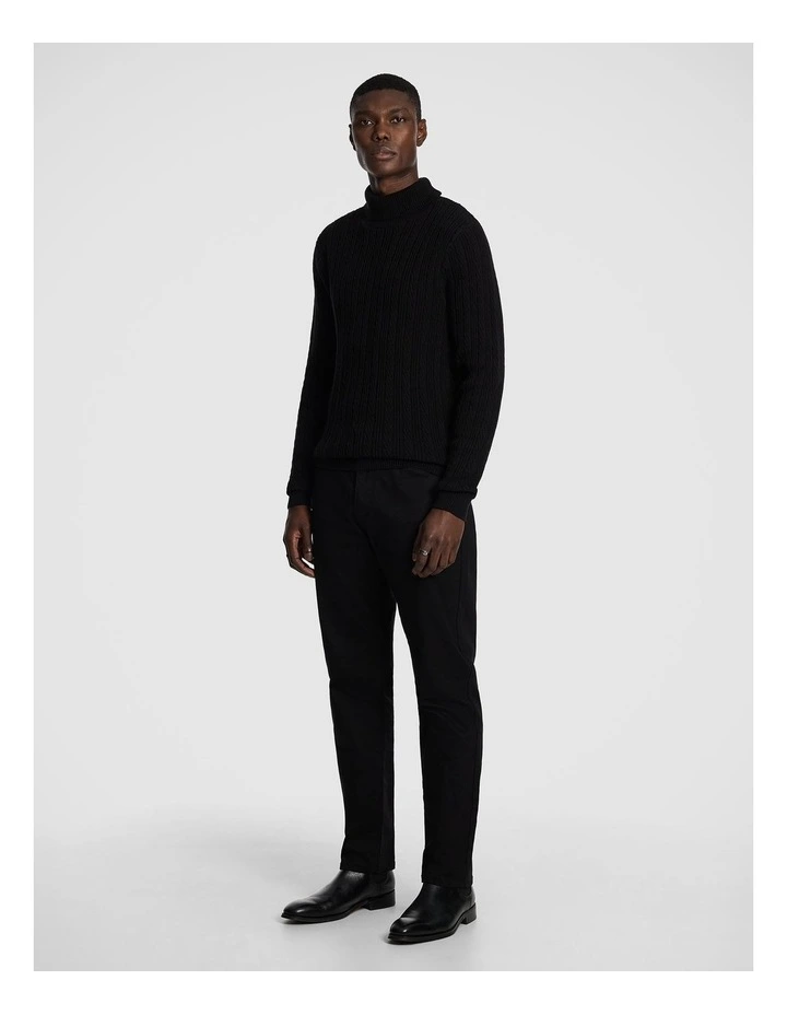 Jimmy Roll Neck Knit Jumper in Black image 4