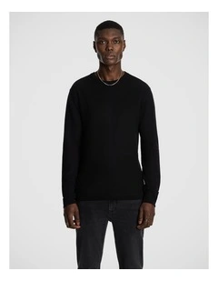 Albert Crew Neck Knit Jumper in Black