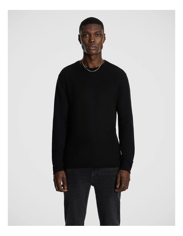 Albert Crew Neck Knit Jumper in Black image 1