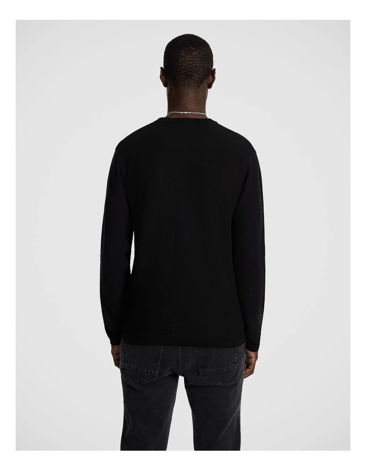Albert Crew Neck Knit Jumper in Black image 2