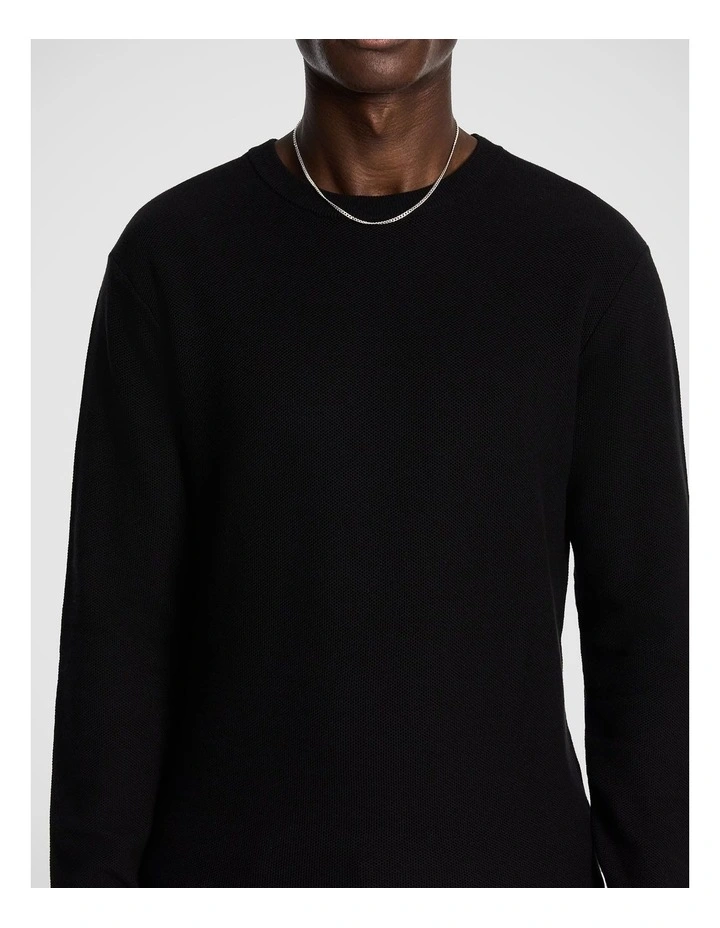 Albert Crew Neck Knit Jumper in Black image 3