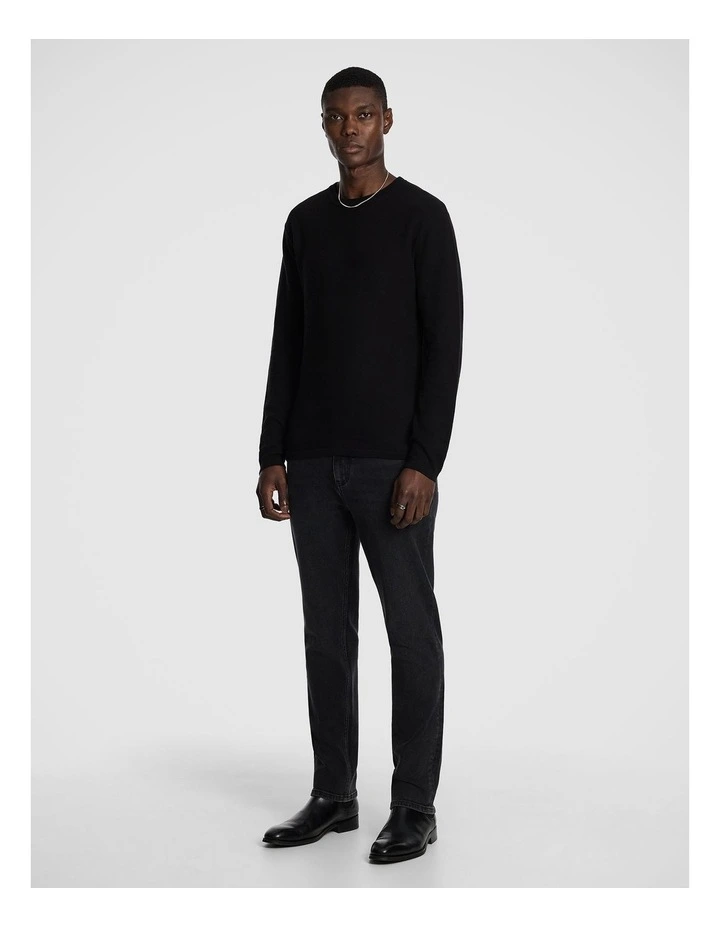 Albert Crew Neck Knit Jumper in Black image 4