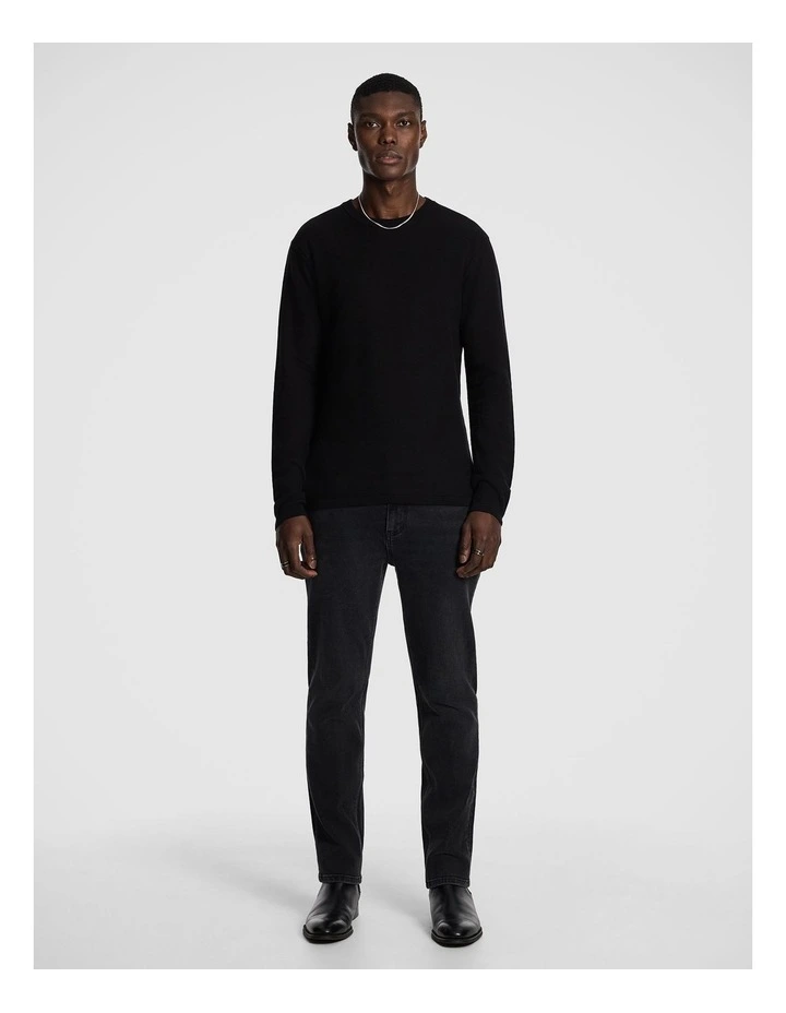 Albert Crew Neck Knit Jumper in Black image 5
