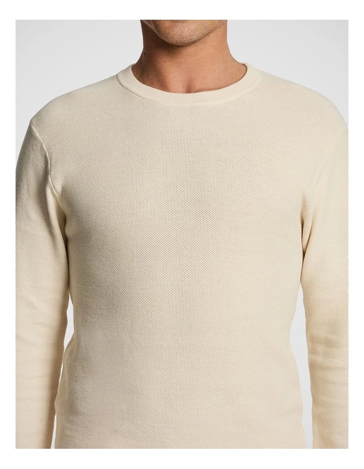 Albert Crew Neck Knit Jumper in Natural image 3