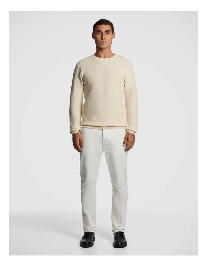 Albert Crew Neck Knit Jumper in Natural image 5