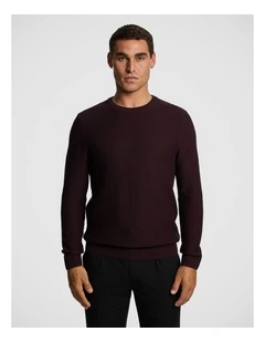 Arthur Crew Knit Jumper in Burgundy