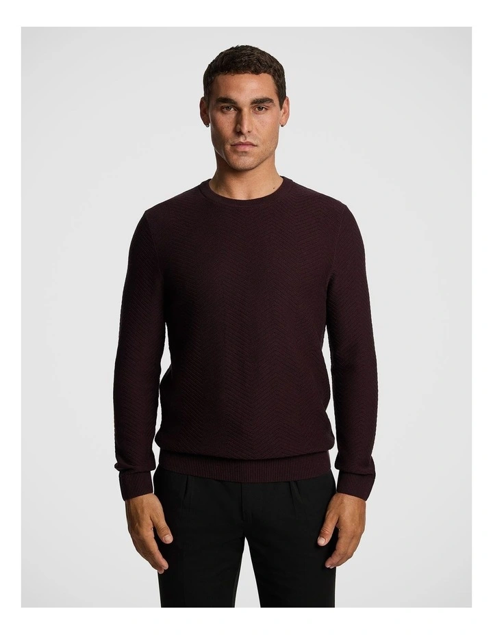 Arthur Crew Knit Jumper in Burgundy image 1