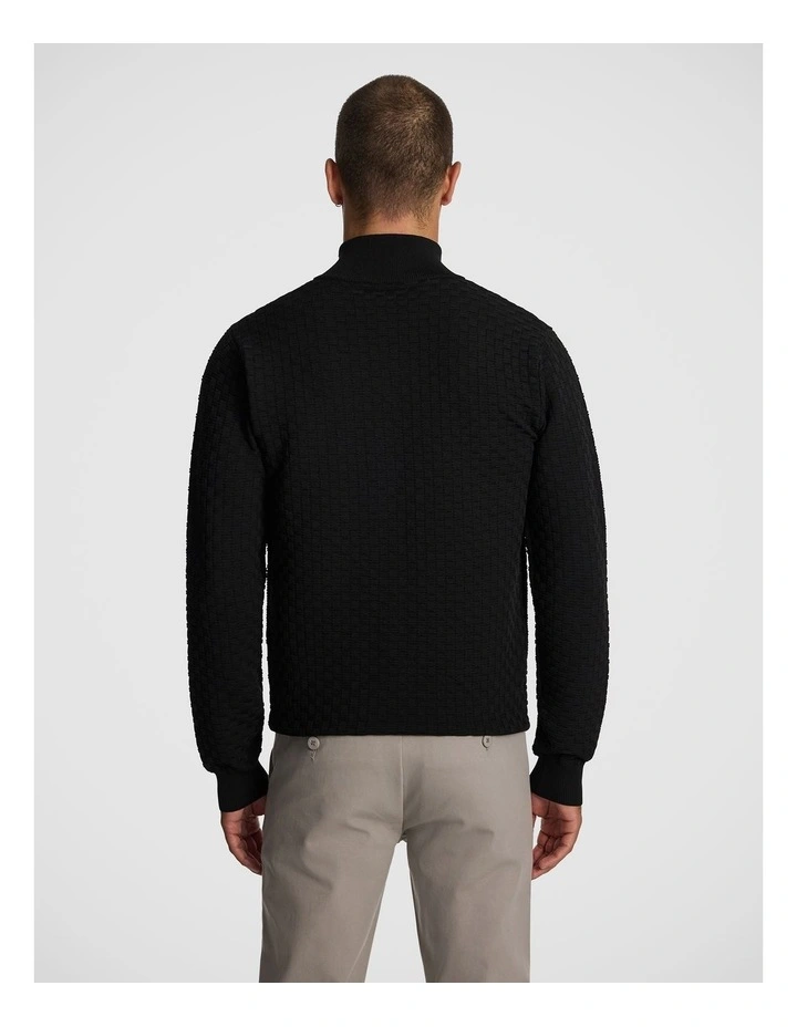 Zane 1/4 Zip Knit Jumper in Black image 2