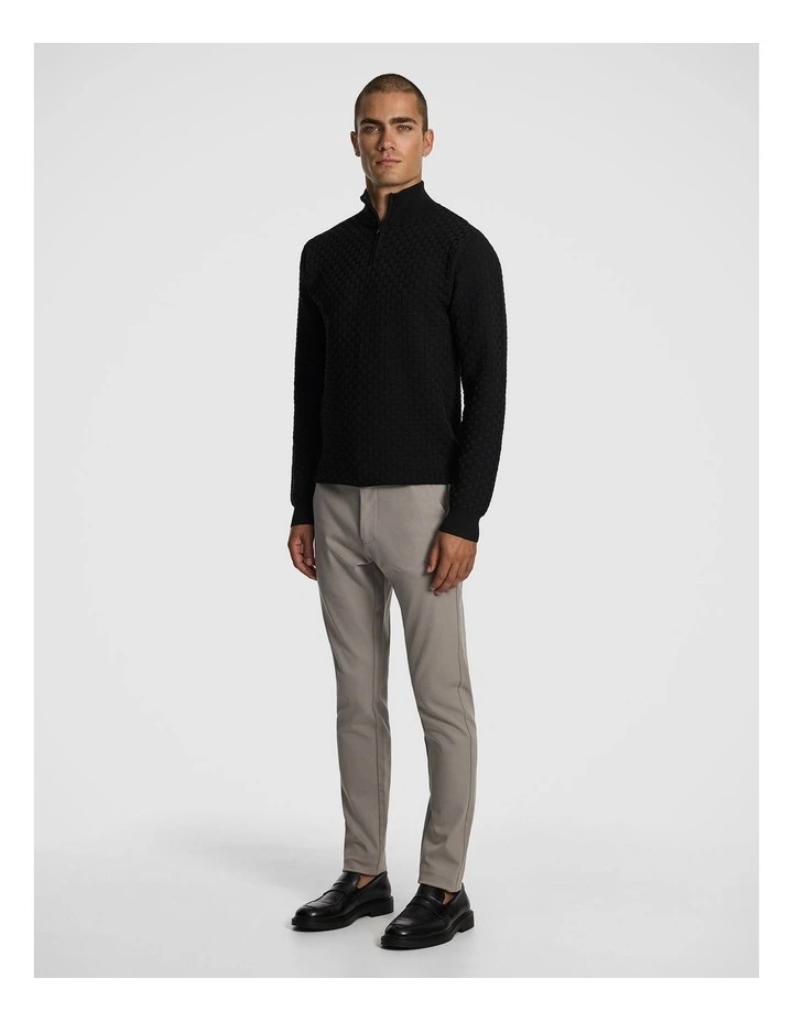 Zane 1/4 Zip Knit Jumper in Black image 4