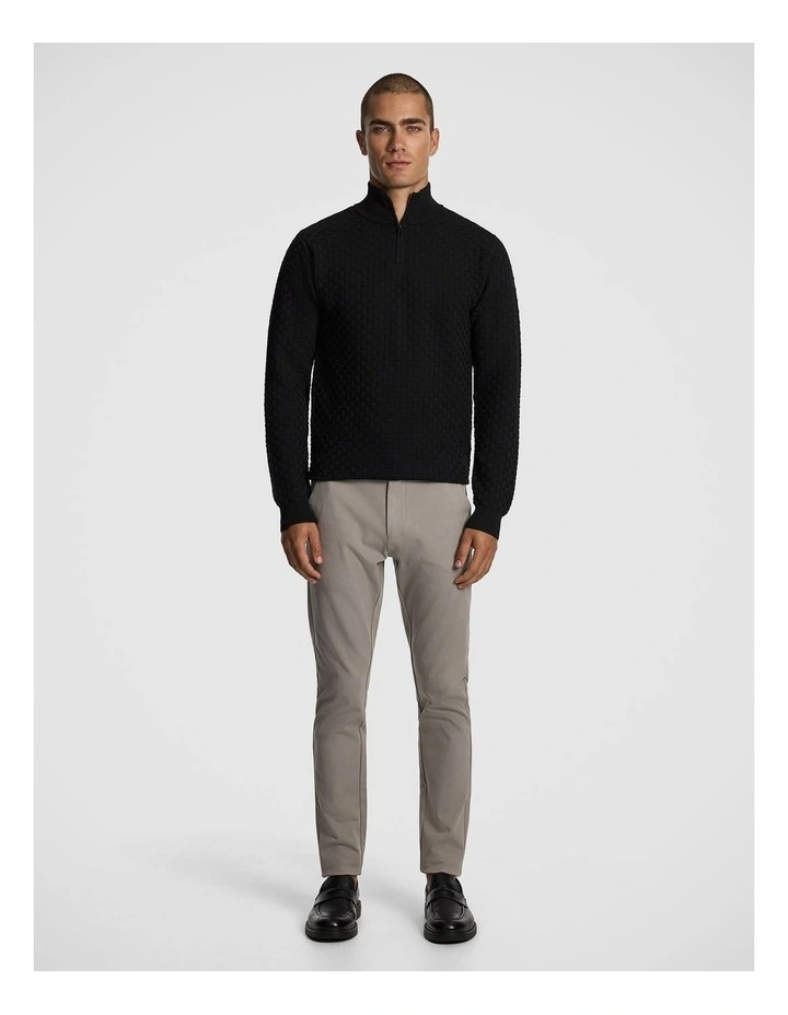 Zane 1/4 Zip Knit Jumper in Black image 5