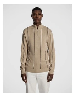 Jaxon 1/4 Zip Knit Jumper in Natural