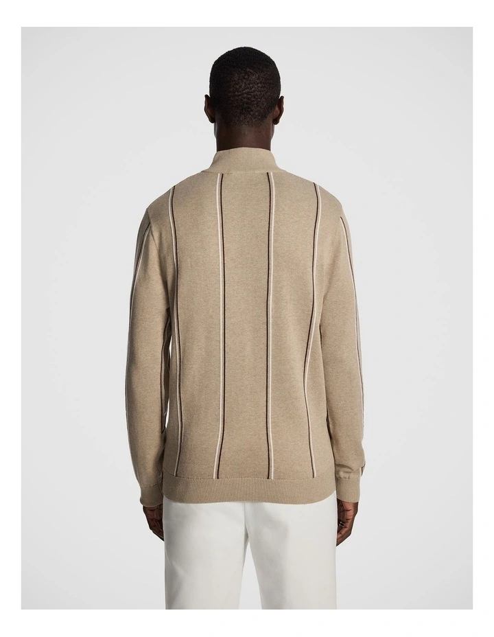 Jaxon 1/4 Zip Knit Jumper in Natural image 2