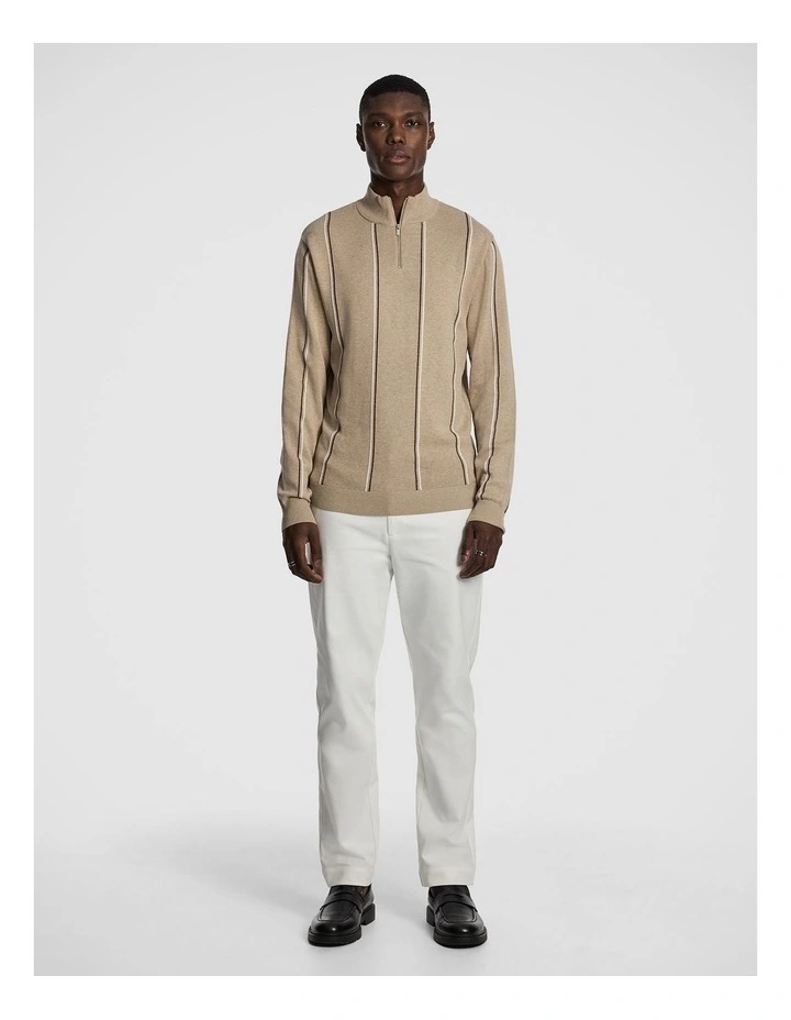 Jaxon 1/4 Zip Knit Jumper in Natural image 5