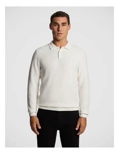 Mason Polo Knit Jumper in White