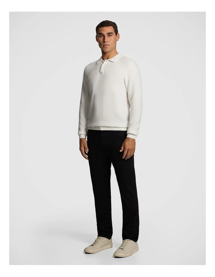 Mason Polo Knit Jumper in White image 4